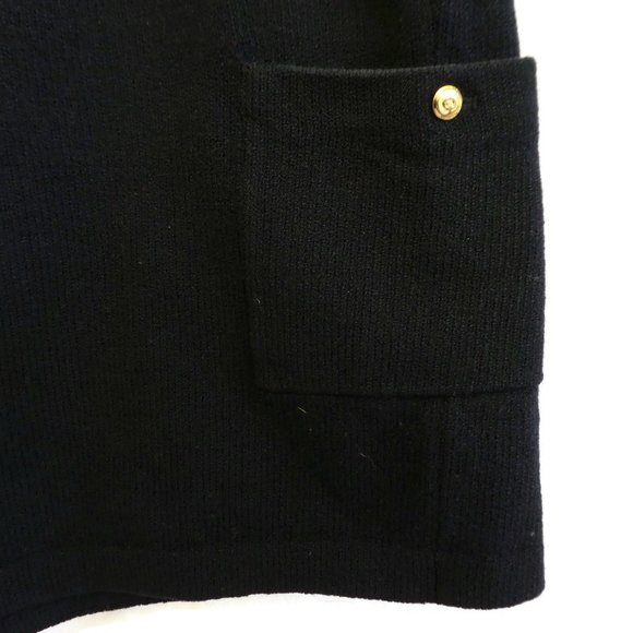 St John Shorts Navy Blue Santana Knit Gold Hardware Elastic High Waisted L